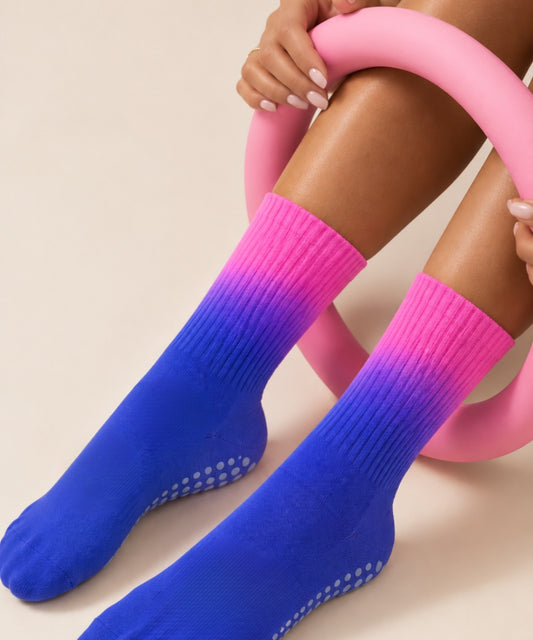 Tie-Dye Pilates Socks - Fuchsia/Indigo