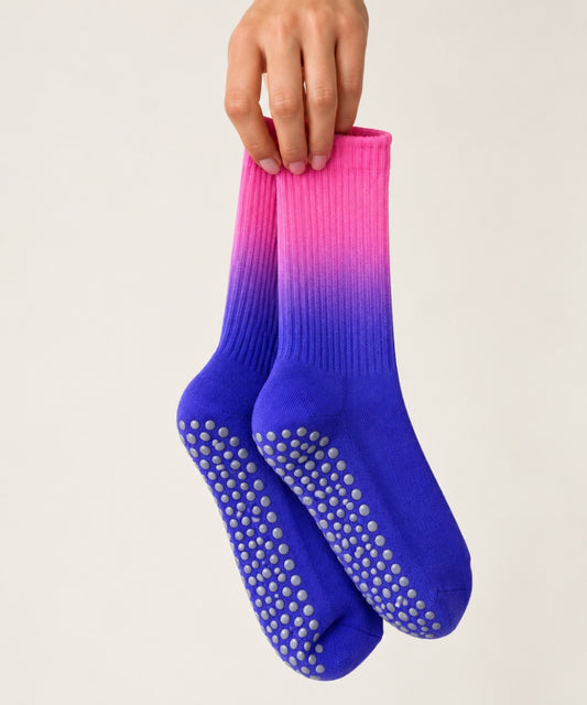 Tie-Dye Pilates Socks - Fuchsia/Indigo