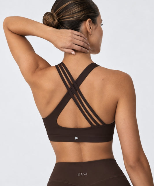 NOOR Crossed Sports Bra - Chocolate Brown