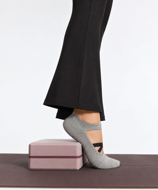 Ballerina Pilates Socks - Light Grey/Black