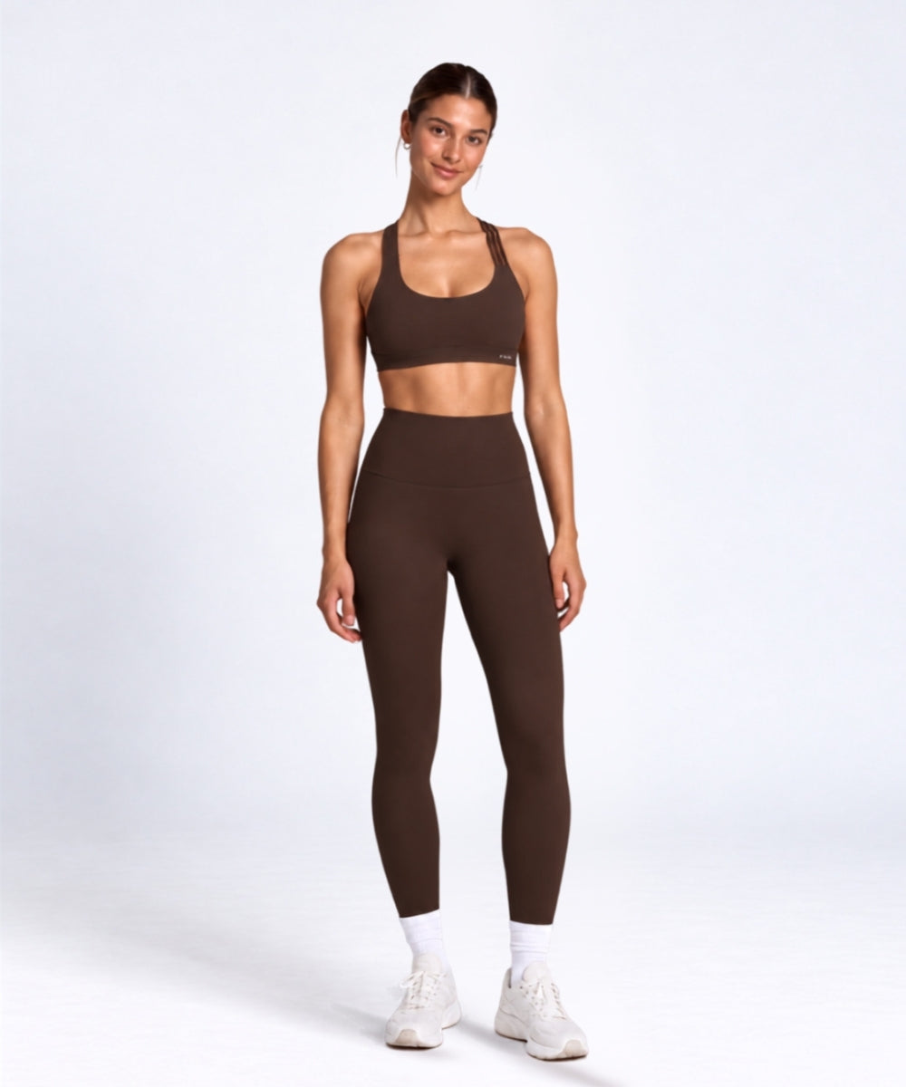 NOOR Crossed Sports Bra - Chocolate Brown