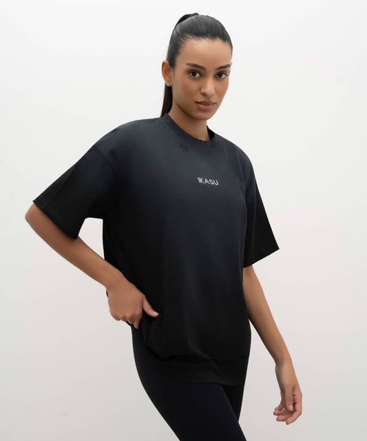 Ripped IKASU T-shirt - Tie Dye Black/Grey