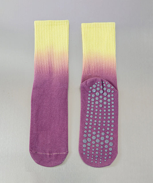 Tie-Dye Pilates Socks - Plum/Yellow