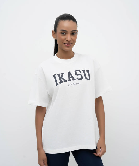 IKASU Campus T-shirt - White/Navy Blue