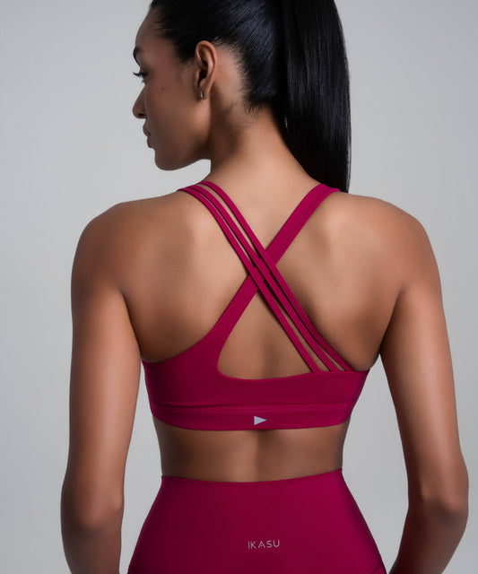 NOOR Crossed Sports Bra - Cherry