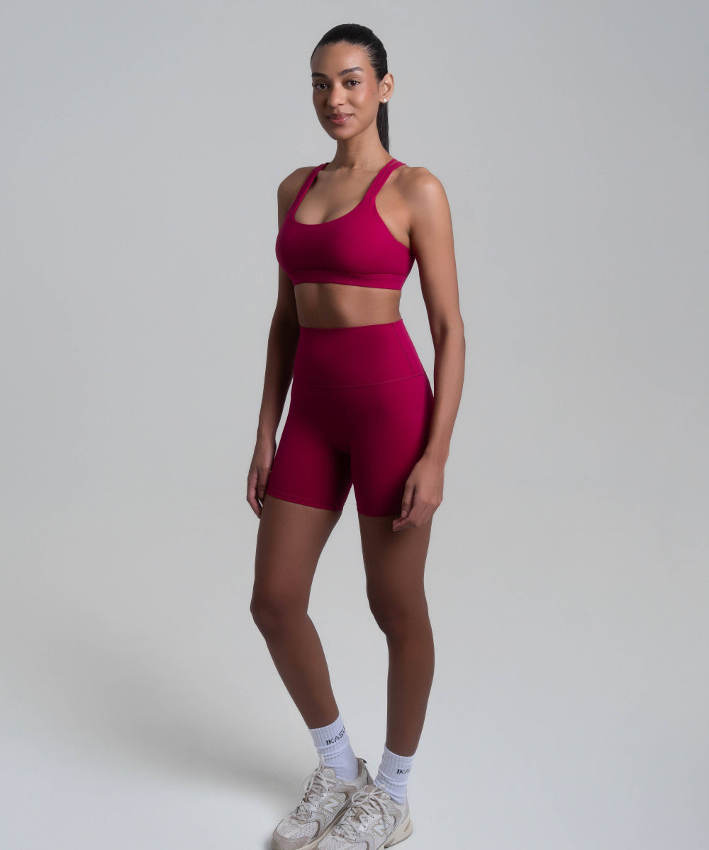 NOOR Crossed Sports Bra - Cherry