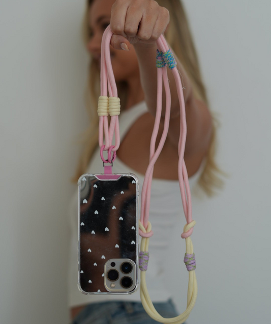 Crossbody Phone Strap - Pink/Beige