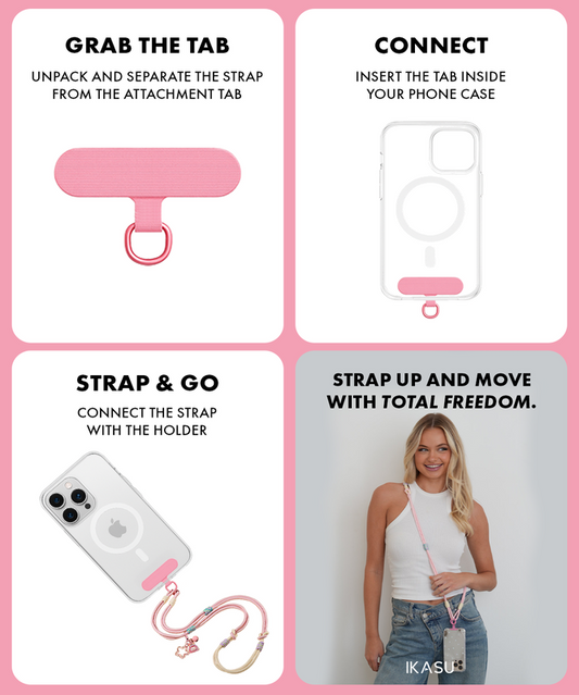 Crossbody Phone Strap - Black/Beige