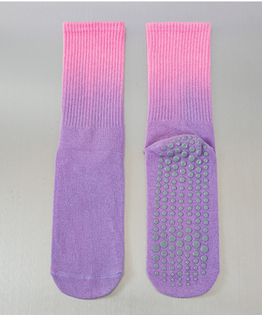 Tie-Dye Pilates Socks - Purple/Pink