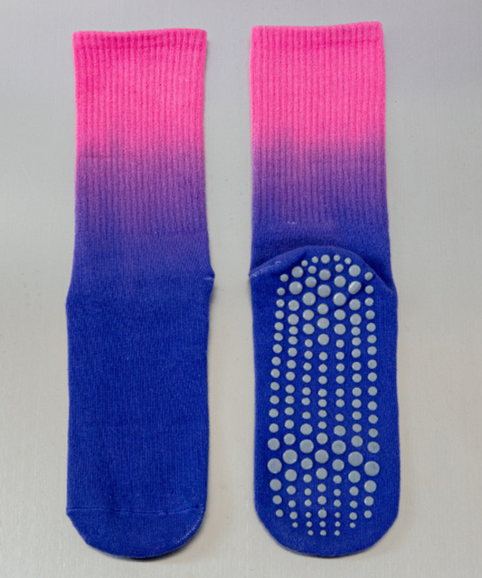Tie-Dye Pilates Socks - Fuchsia/Indigo