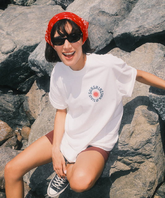 SARAH Sunshine All The Time Oversized T-shirt - White