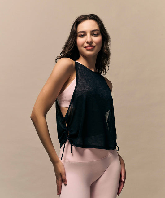 Noor Sleeveless Mesh Top - Black