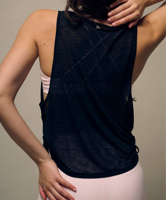 Noor Sleeveless Mesh Top - Black