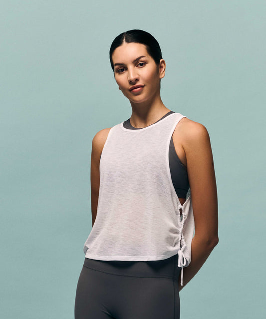 Noor Sleeveless Mesh Top- White