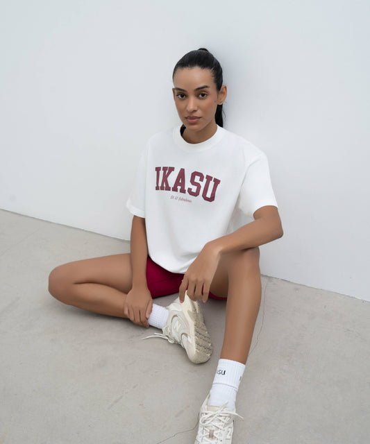 IKASU Campus T-shirt - White/Burgundy
