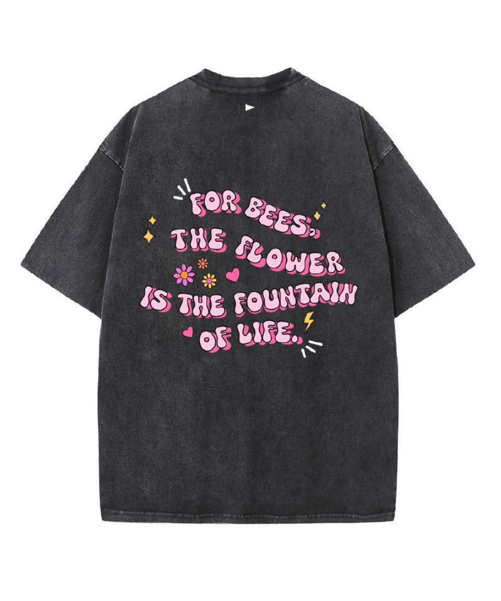For bees, the flower is the fountain of life T-Shirt - Black