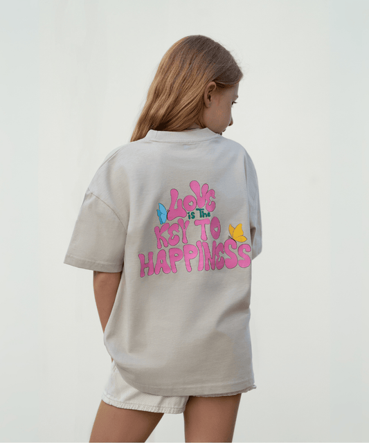 Love is the key to happiness T-Shirt - Kids- Off white