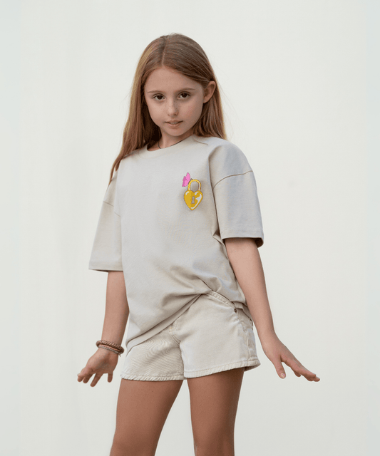 Love is the key to happiness T-Shirt - Kids- Off white