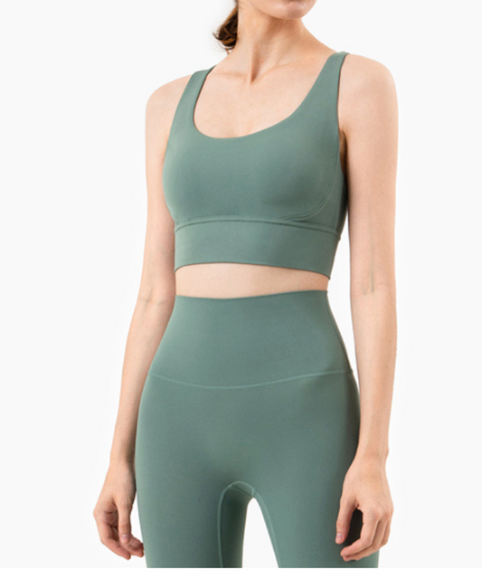 Tulum Crossed Sports Bra- Light Green