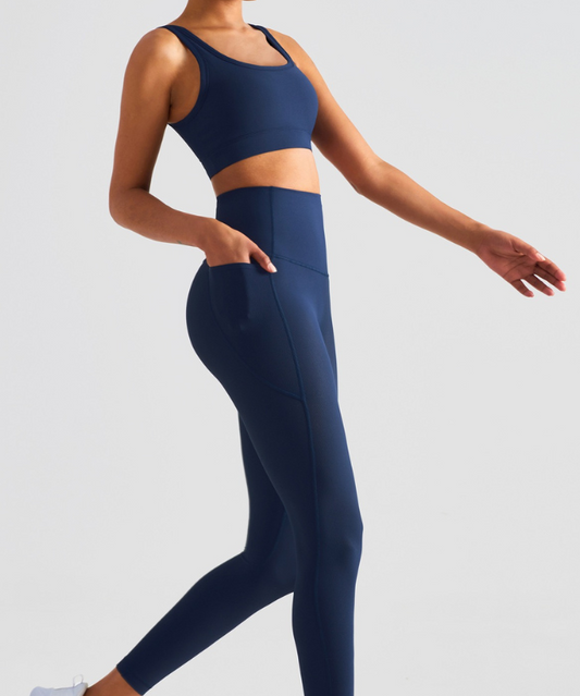 Mykonos Rib Sports Bra - Navy Blue