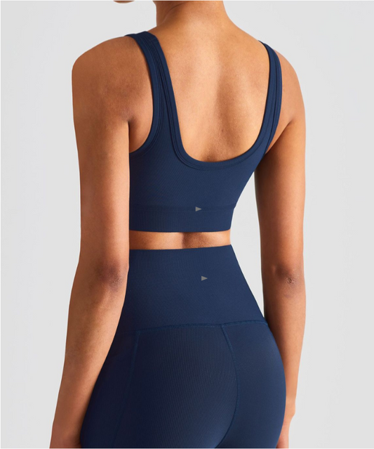 Mykonos Rib Sports Bra - Navy Blue