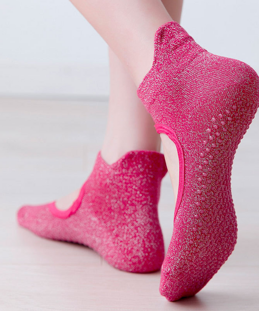 Sparkle Pilates Socks - Hot Pink