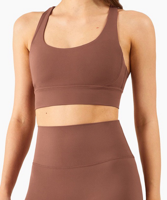 Tulum Crossed Sports Bra - Mocha