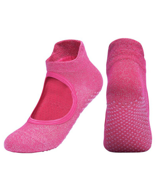 Sparkle Pilates Socks - Hot Pink