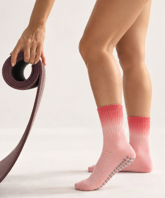 Tie-Dye Pilates Socks - Pink/Cherry