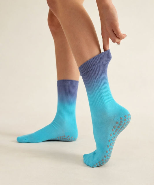 Tie-Dye Pilates Socks - Turquoise/Blue