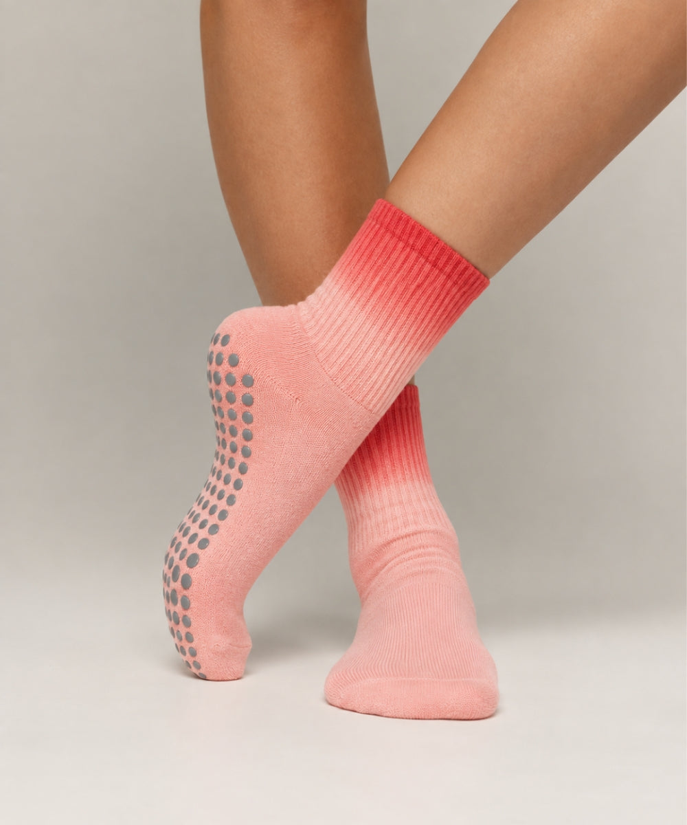 Tie-Dye Pilates Socks - Pink/Cherry