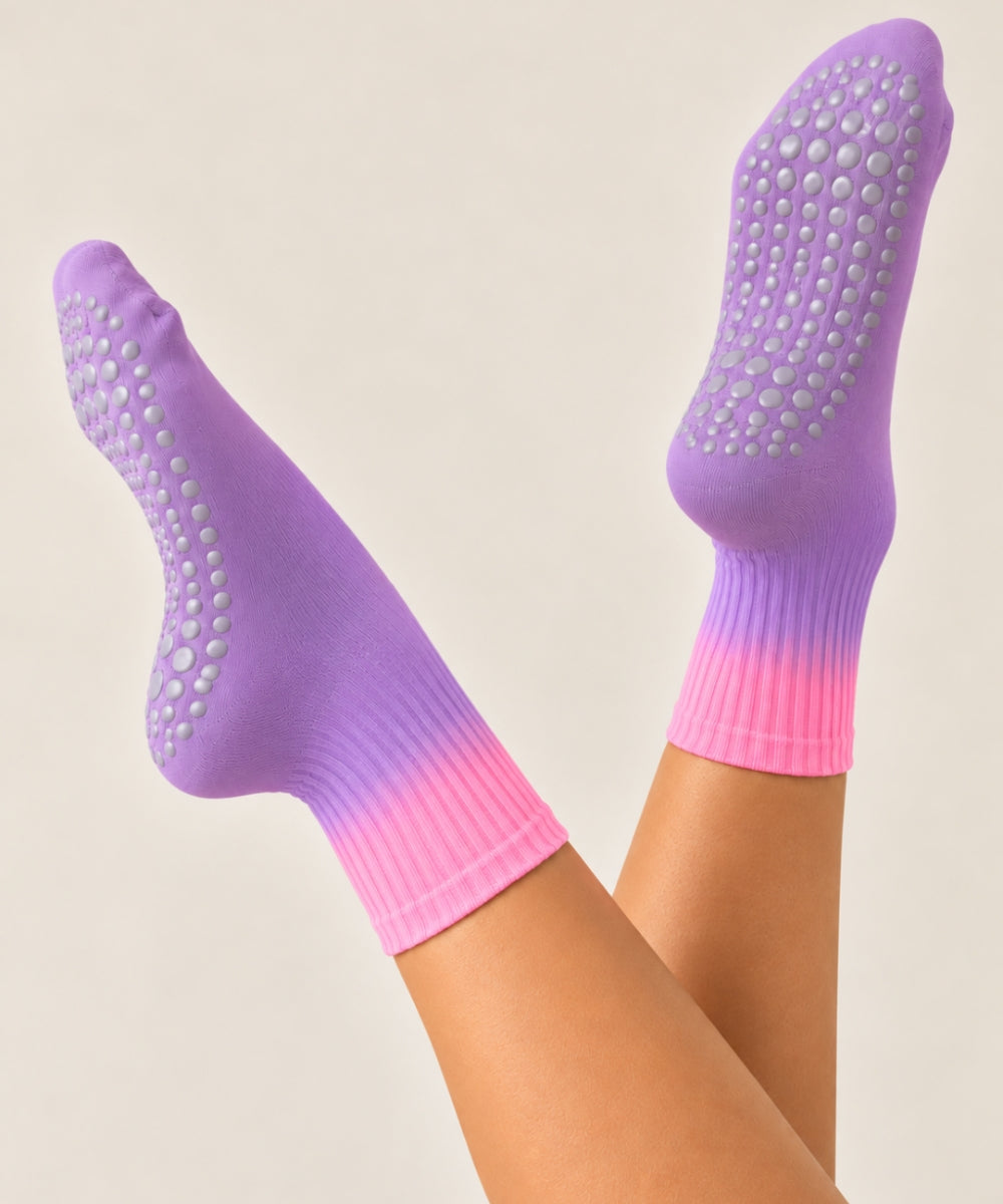 Tie-Dye Pilates Socks - Purple/Pink