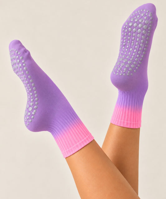 Tie-Dye Pilates Socks - Purple/Pink