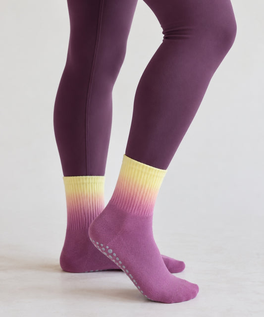 Tie-Dye Pilates Socks - Plum/Yellow
