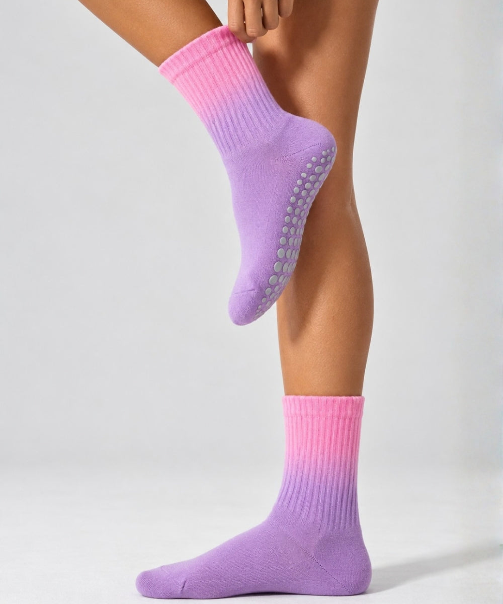 Tie-Dye Pilates Socks - Purple/Pink