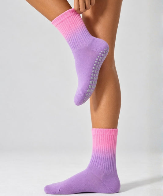 Tie-Dye Pilates Socks - Purple/Pink