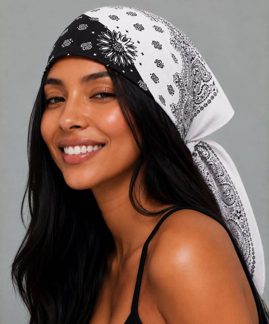 Bandana Head Scarf - Black & White
