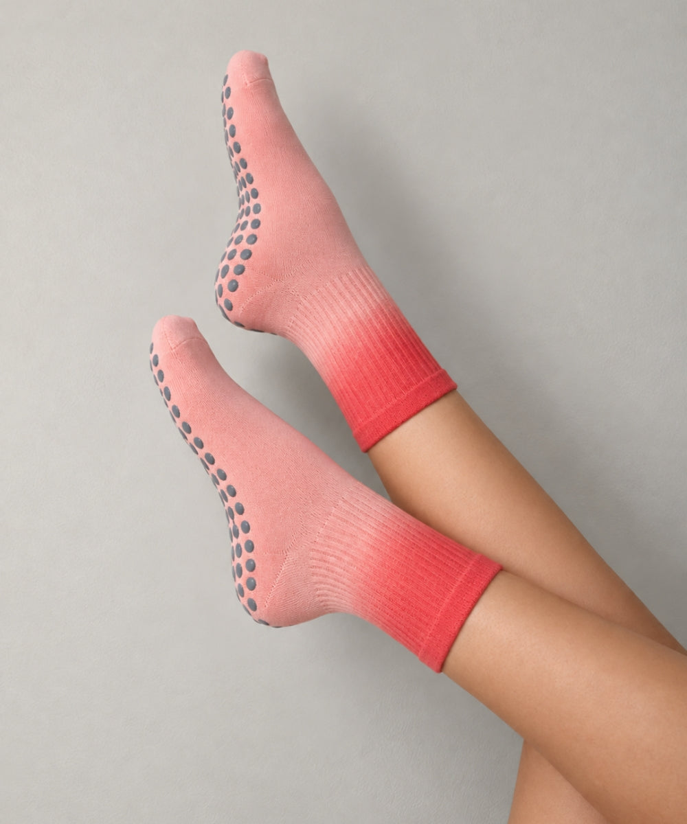 Tie-Dye Pilates Socks - Pink/Cherry