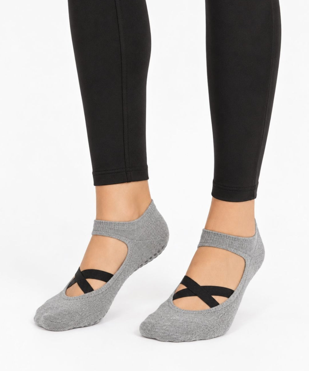 Ballerina Pilates Socks - Light Grey/Black