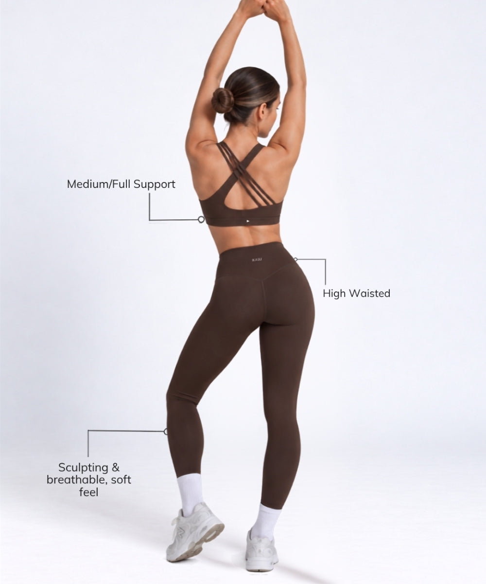 NOOR Crossed Sports Bra - Chocolate Brown