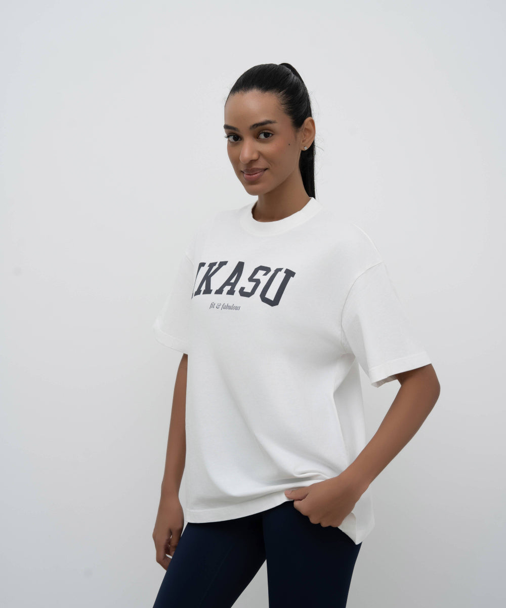 IKASU Campus T-shirt - White/Navy Blue