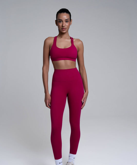 NOOR Crossed Sports Bra - Cherry