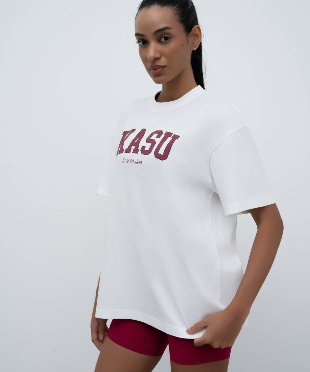 IKASU Campus T-shirt - White/Burgundy
