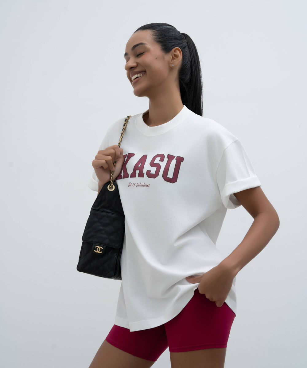 IKASU Campus T-shirt - White/Burgundy