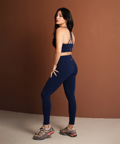 Tulum Crossed Sports Bra - Navy