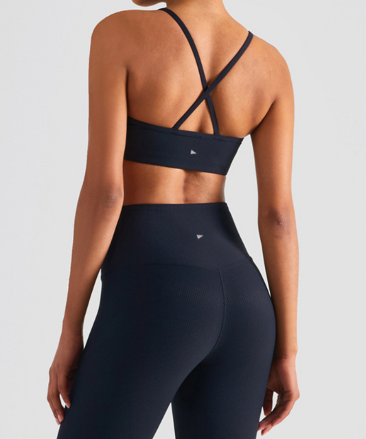 Barcelona Rib Sports Bra - Black