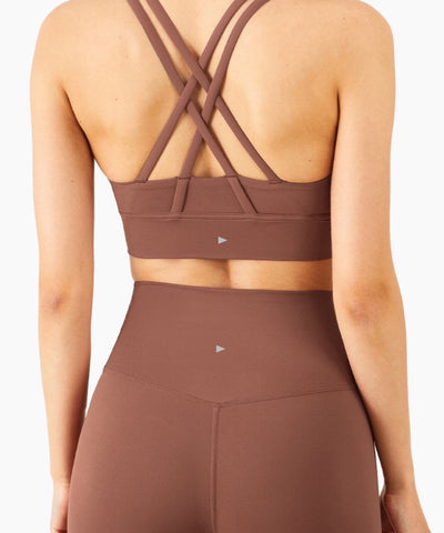Tulum Crossed Sports Bra - Mocha