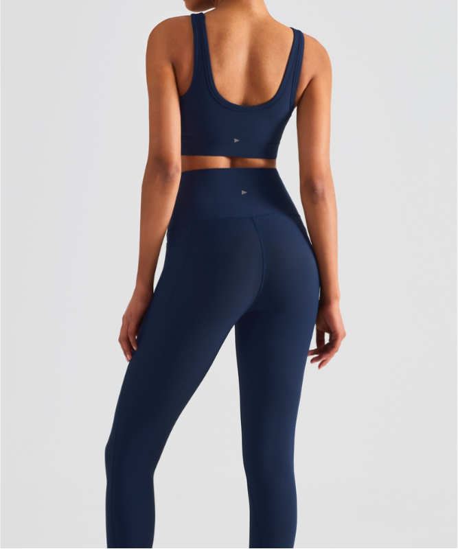 Mykonos Rib Sports Bra - Navy Blue
