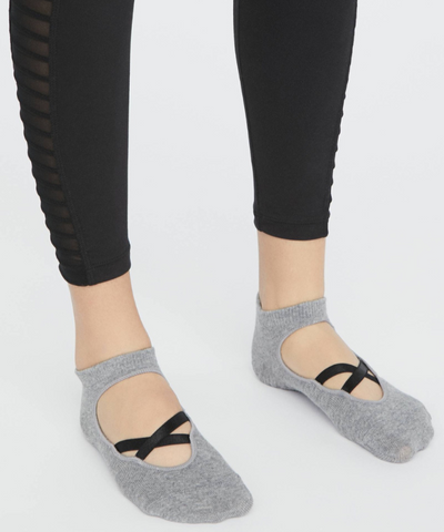 Ballerina Pilates Socks - Light Grey / Black